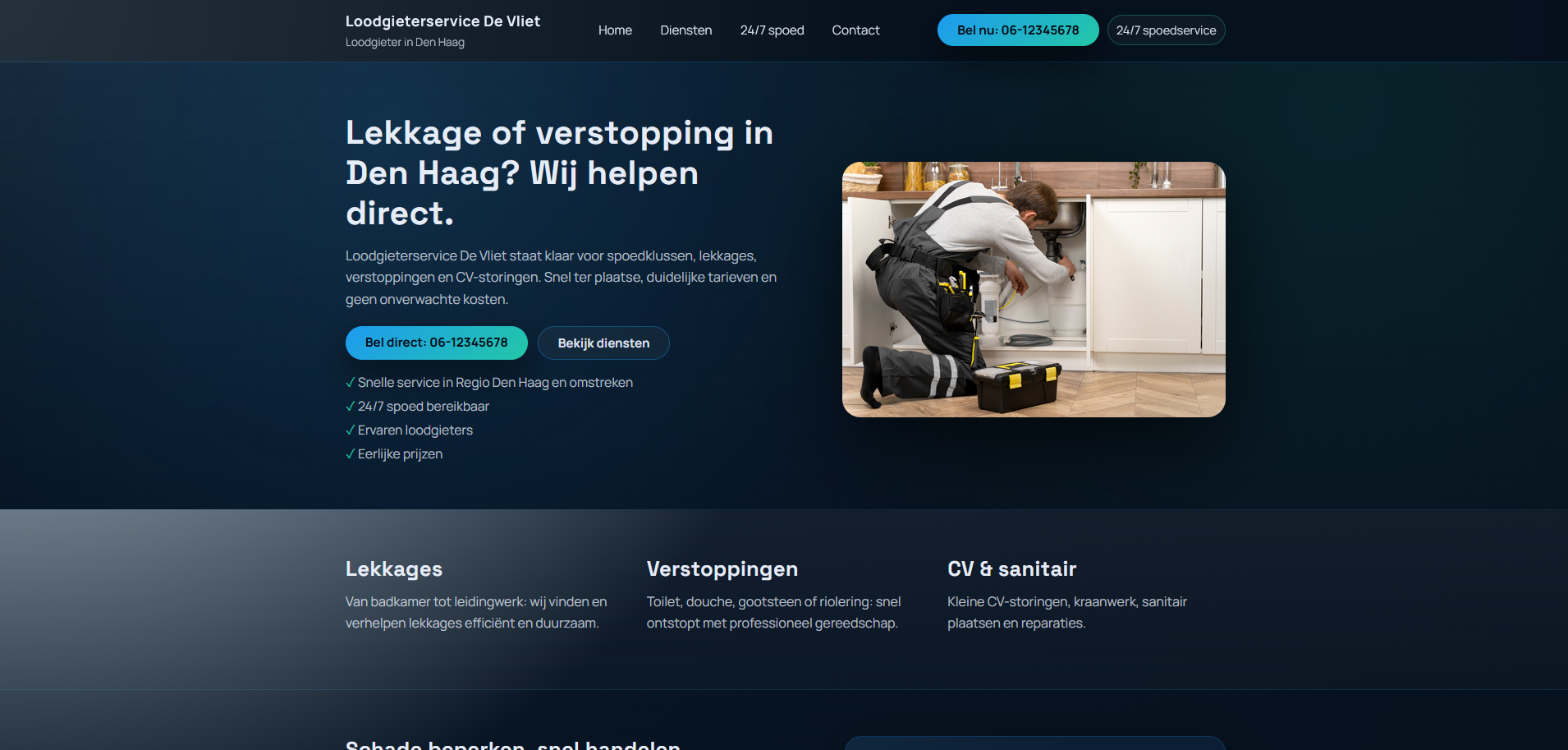 Screenshot loodgieter website script